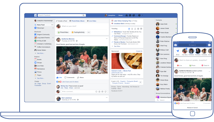 interface facebook