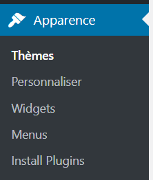 Les thèmes WordPress se gèrent dans le menu Apparence
